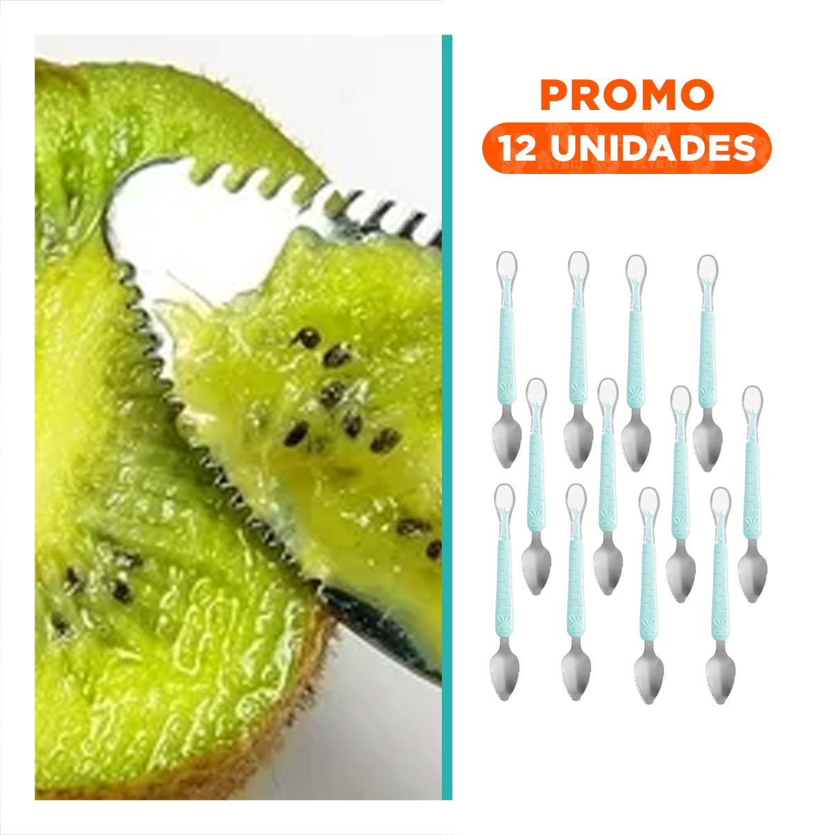 PACK12 ACCESORIO DOBLE RASPADOR CON CONEJO ESTAMPADO EN COLOR VERDE AGUA Y+REGALO STICKER - 1