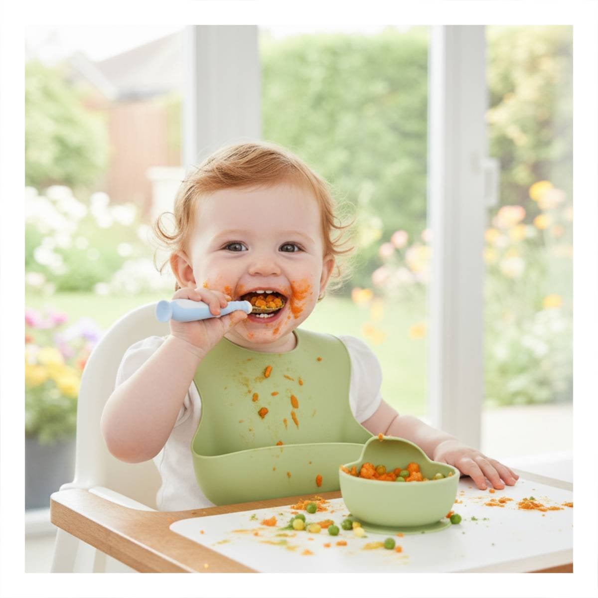 PACK12 CUCHARAS INFANTILES CELESTE SET DE 2 CON BASE VENTOSA Y ESTUCHE COMPACTO - 2