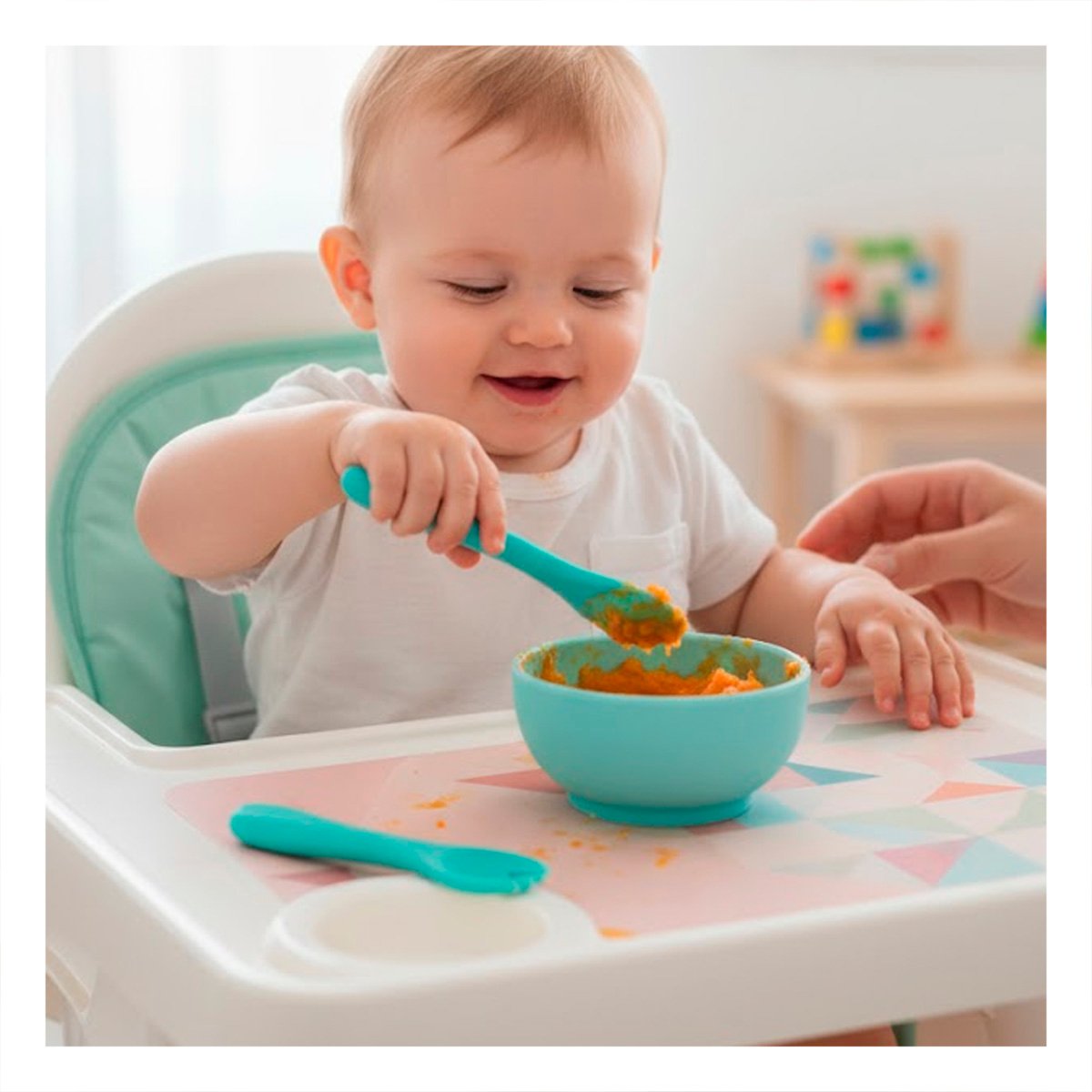 PACK2 SET DE CUCHARA Y TENEDOR INFANTIL EN COLOR VERDE MATERIAL SILICONA Y+PAPEL REGALO - 2