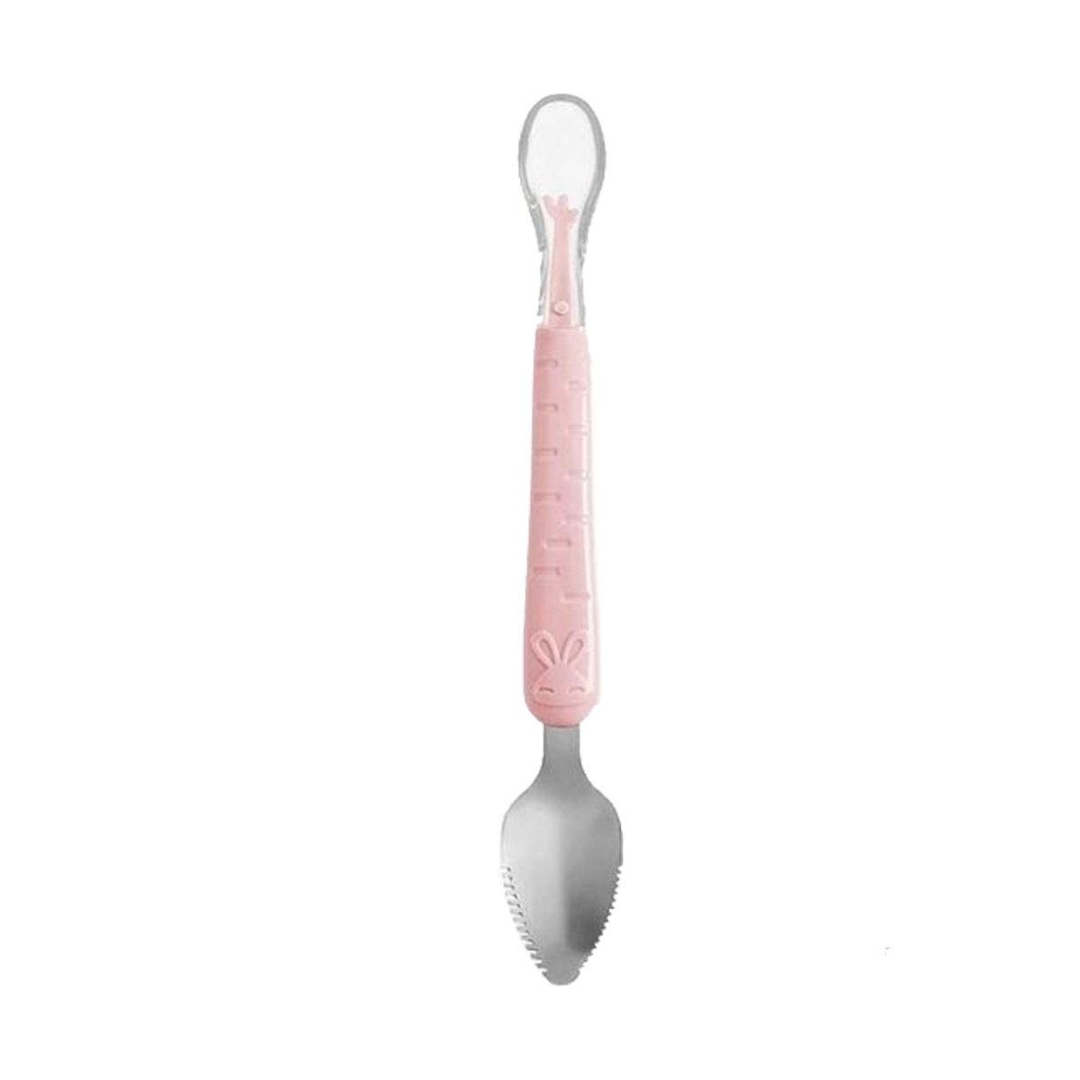 UTENSILIO EN COLOR ROSADO TIPO RASPADOR DOBLE CON CONEJO ESTAMPADO Y+PAPEL REGALO - 1