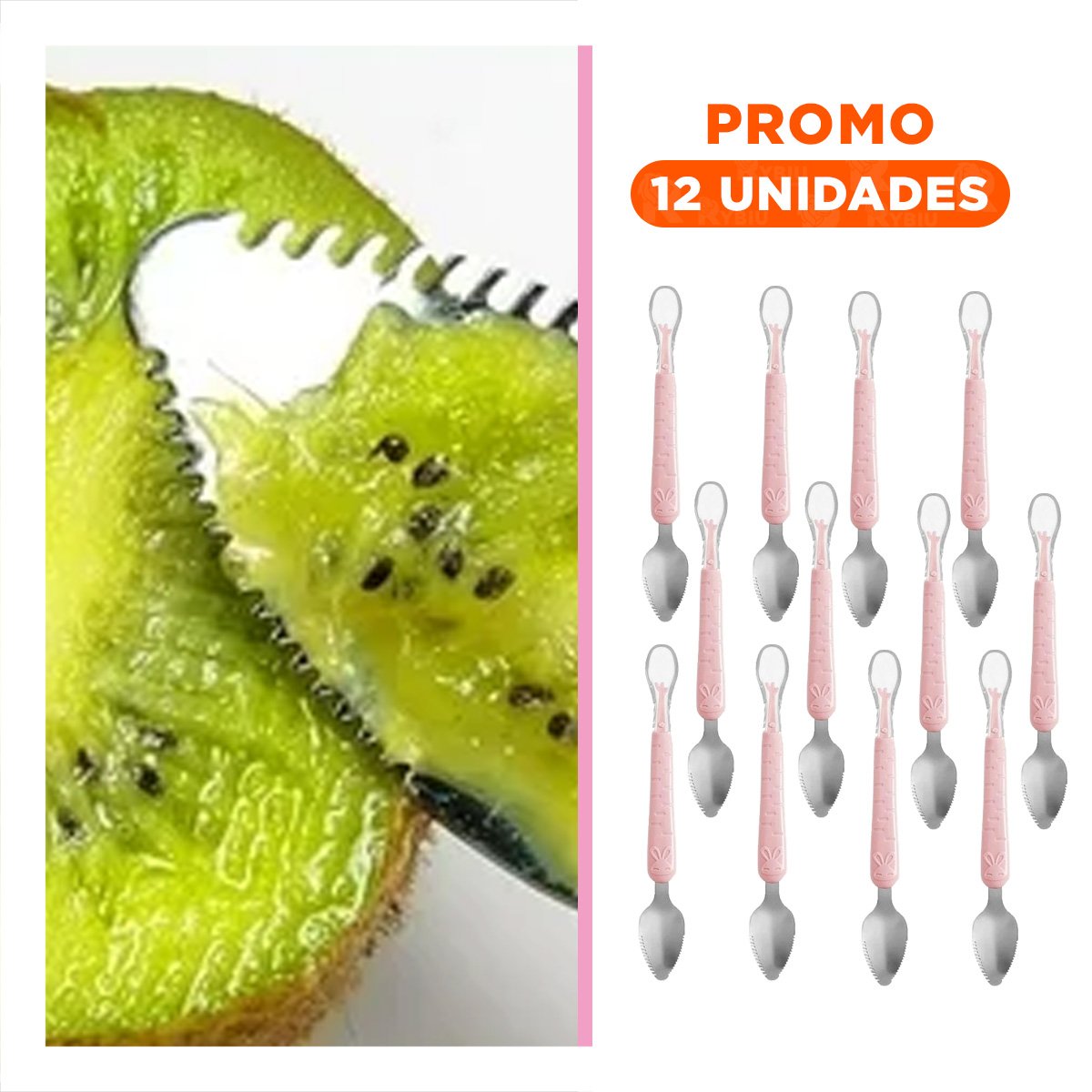 PACK12 ACCESORIO DOBLE RASPADOR CON CONEJO ESTAMPADO EN COLOR ROSADO Y+REGALO STICKER - 1