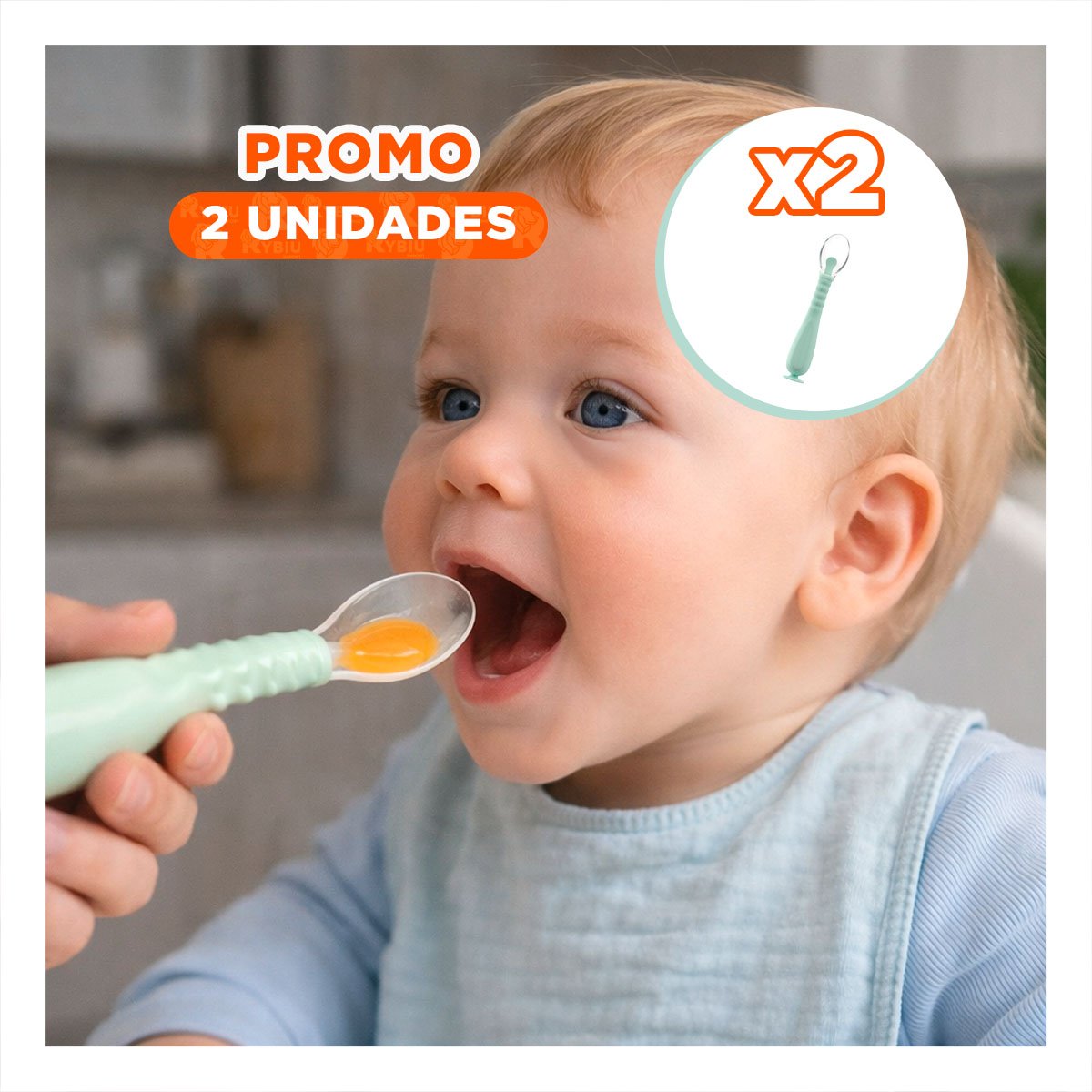 PACK2 CUCHARA VERDE AGUA CON ESTUCHE PROTECTOR Y SOPORTE VENTOSA ANTICAIDA Y+REGALO STICKER - 1