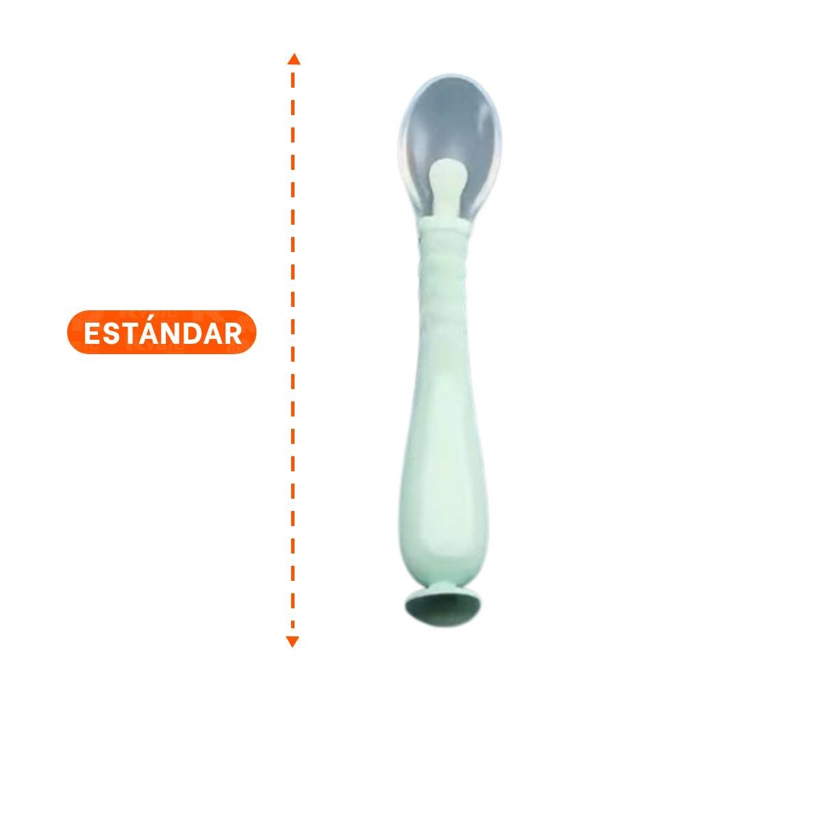 ALIMENTADOR INFANTIL VERDE AGUA CON 2 CUCHARAS ERGONOMICAS Y ESTUCHE CON VENTOSA - 4