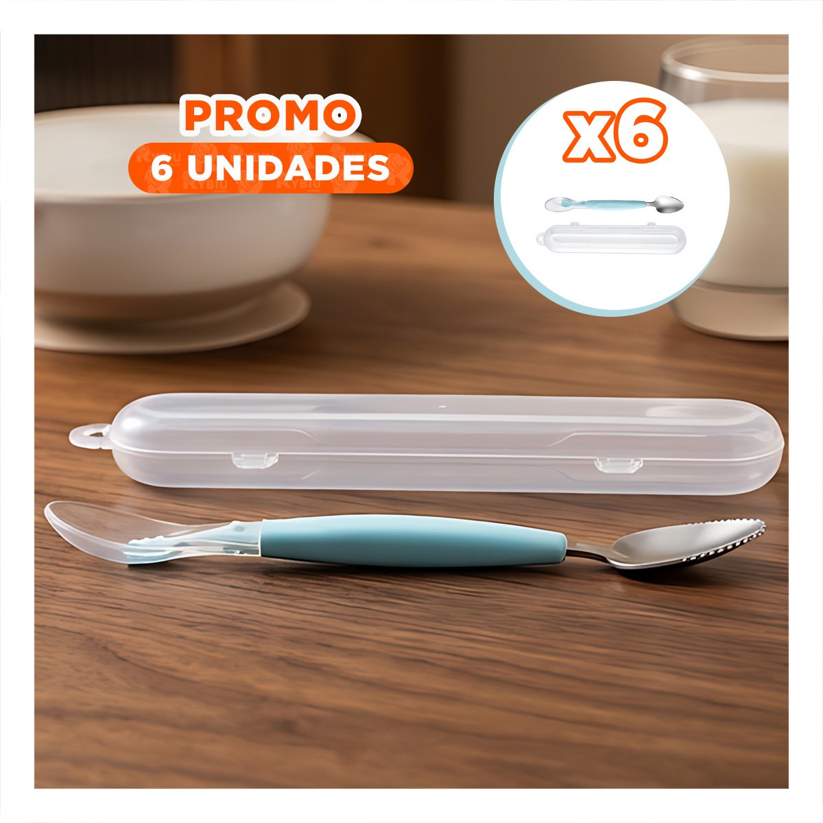 PACK6 ACCESORIO RASPADOR DOBLE EN COLOR VERDE AGUA CON ESTUCHE TRANSPARENTE Y+REGALO STICKER - 1