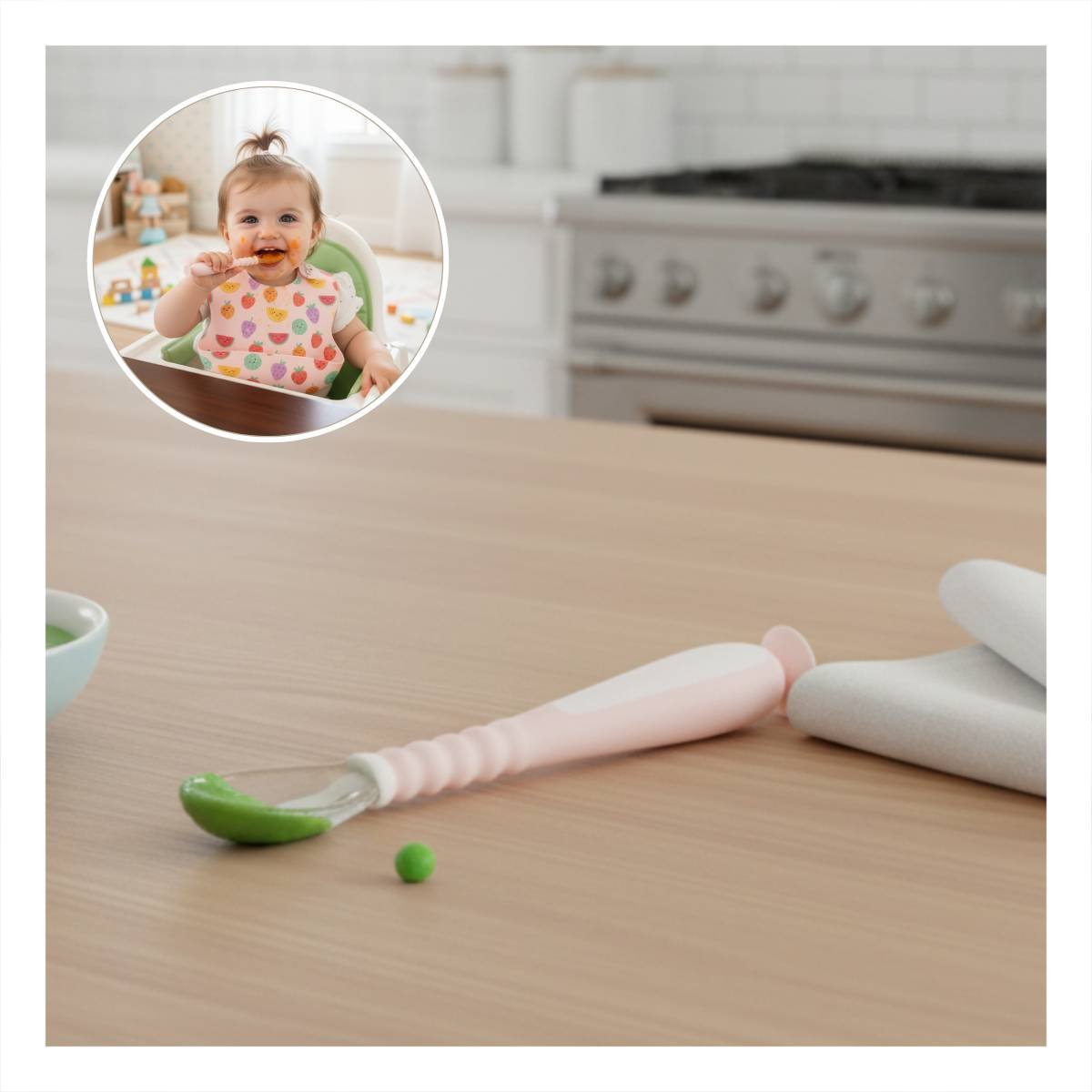 CUCHARAS ERGONOMICAS SET DE 2 ROSADO CON ESTUCHE SEGURO Y VENTOSA INFERIOR Y+POST IT - 2