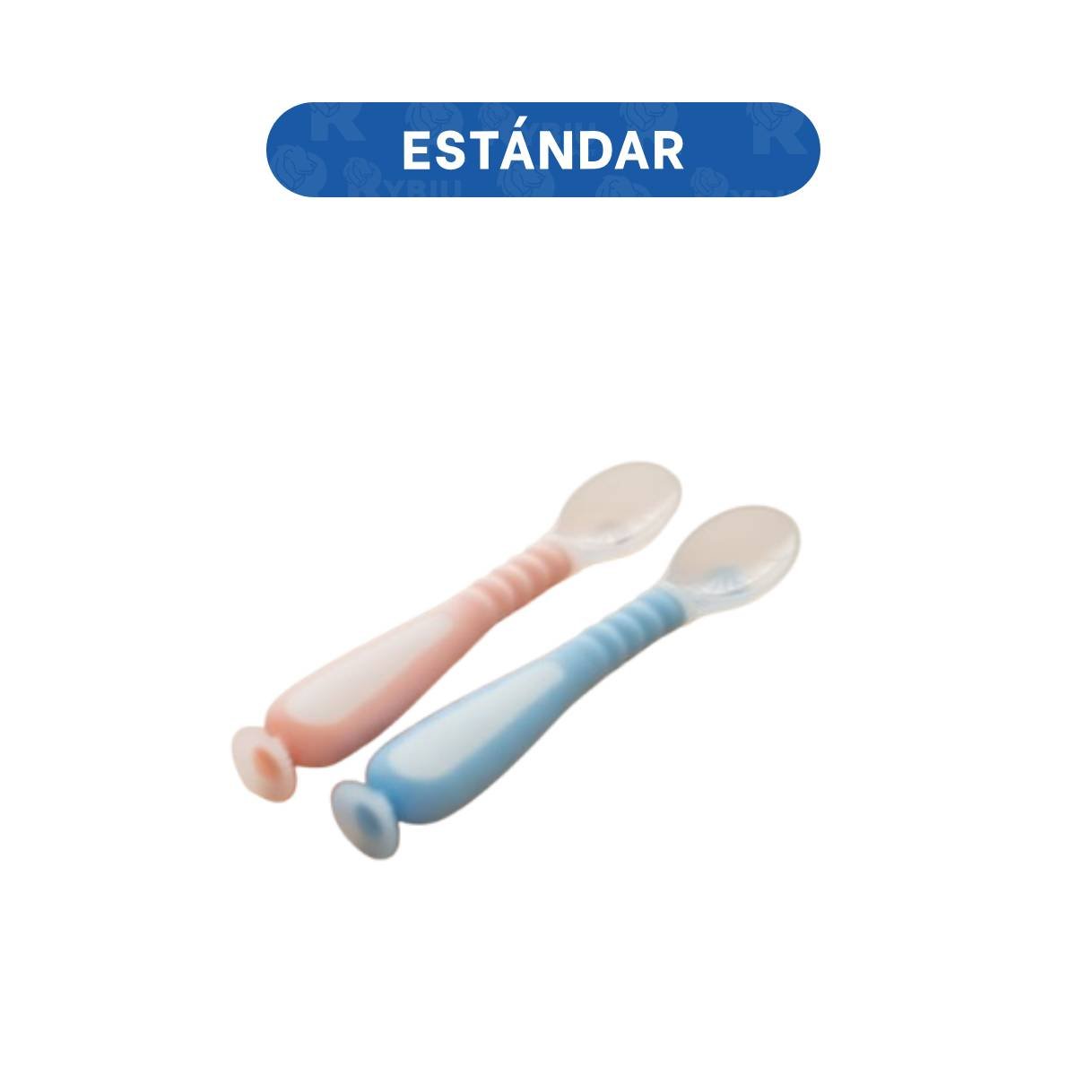 SET COMPLETO CELESTE Y ROSADO CON 2 CUCHARAS Y BASE VENTOSA MAS ESTUCHE Y+LIGAS REGALO - 4