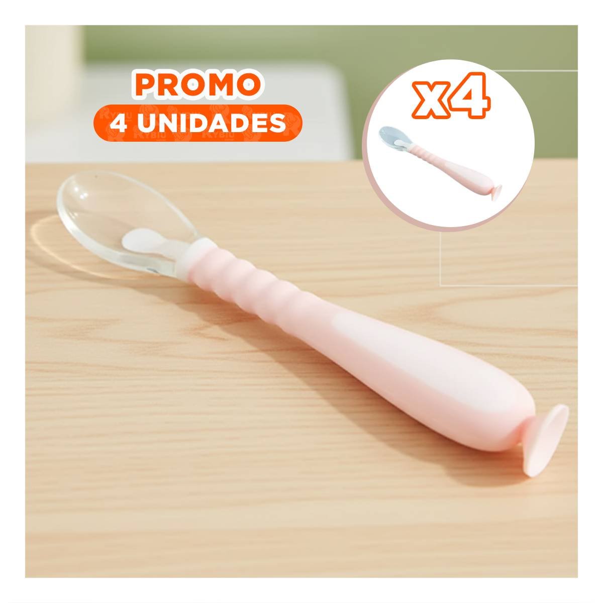PACK4 CUCHARAS ROSADO 2 PIEZAS CON VENTOSA ESTABLE Y ESTUCHE PORTATIL INFANTIL - 1