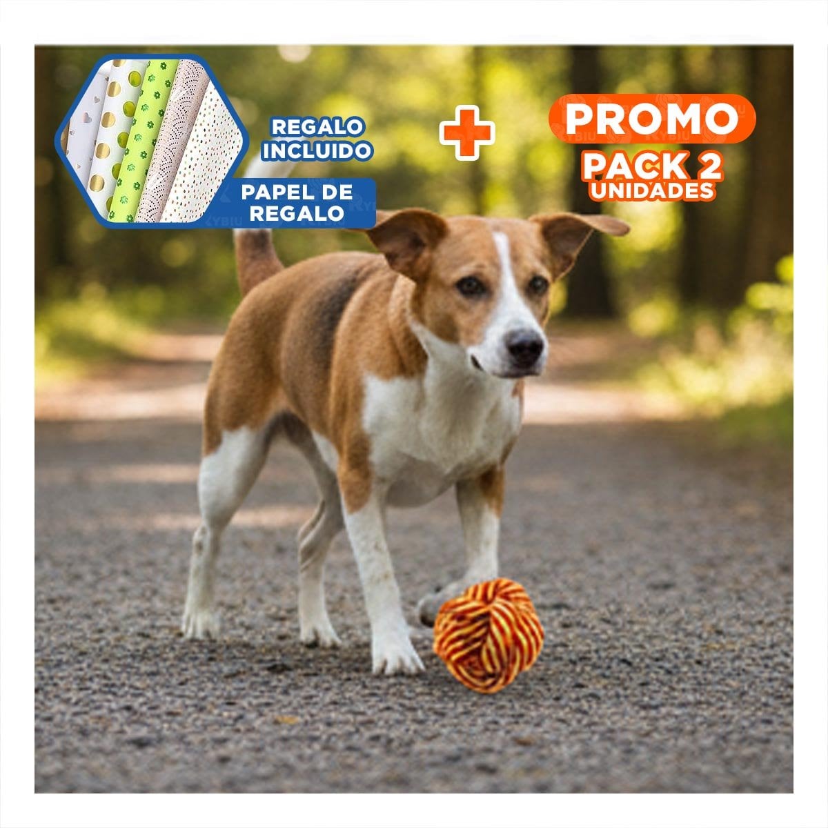 PACK2 OBJETO FLEXIBLE AMARILLO ANARANJADO PARA MASCOTAS Y+PAPEL REGALO - 1