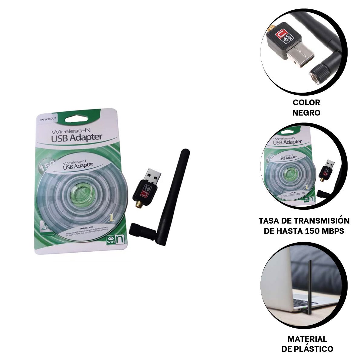 PACK12 CONECTOR WIFI USB MODERNO COMPATIBLE CON LAPTOP Y PC PARA SENAL FUERTE Y+REGALO STICKER - 5