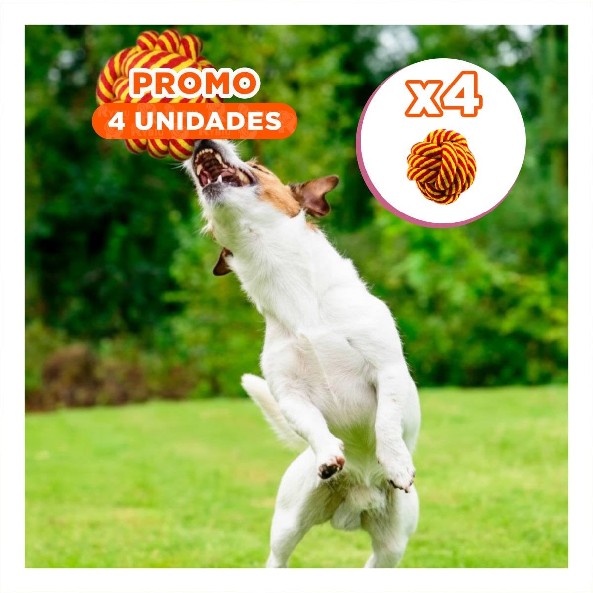 PACK4 ESFERA DURADERA AMARILLO ANARANJADO PARA MASCOTAS EN HOGAR - 1