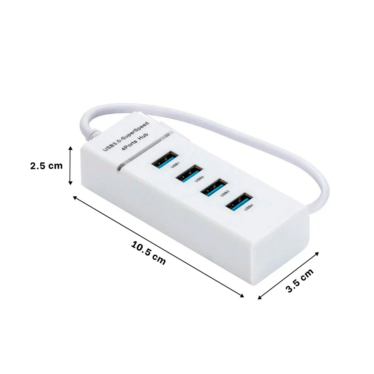 PUERTO 4 ENTRADAS HUB 303 BLANCO PARA LAPTOP Y DISPOSITIVOS - 3