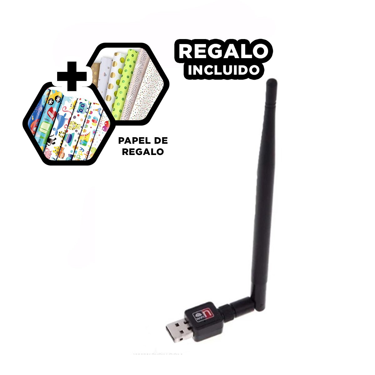 CONECTOR USB WIFI PORTATIL PARA SENAL ESTABLE Y RAPIDA COLOR NEGRO Y+REGALO STICKER - 1