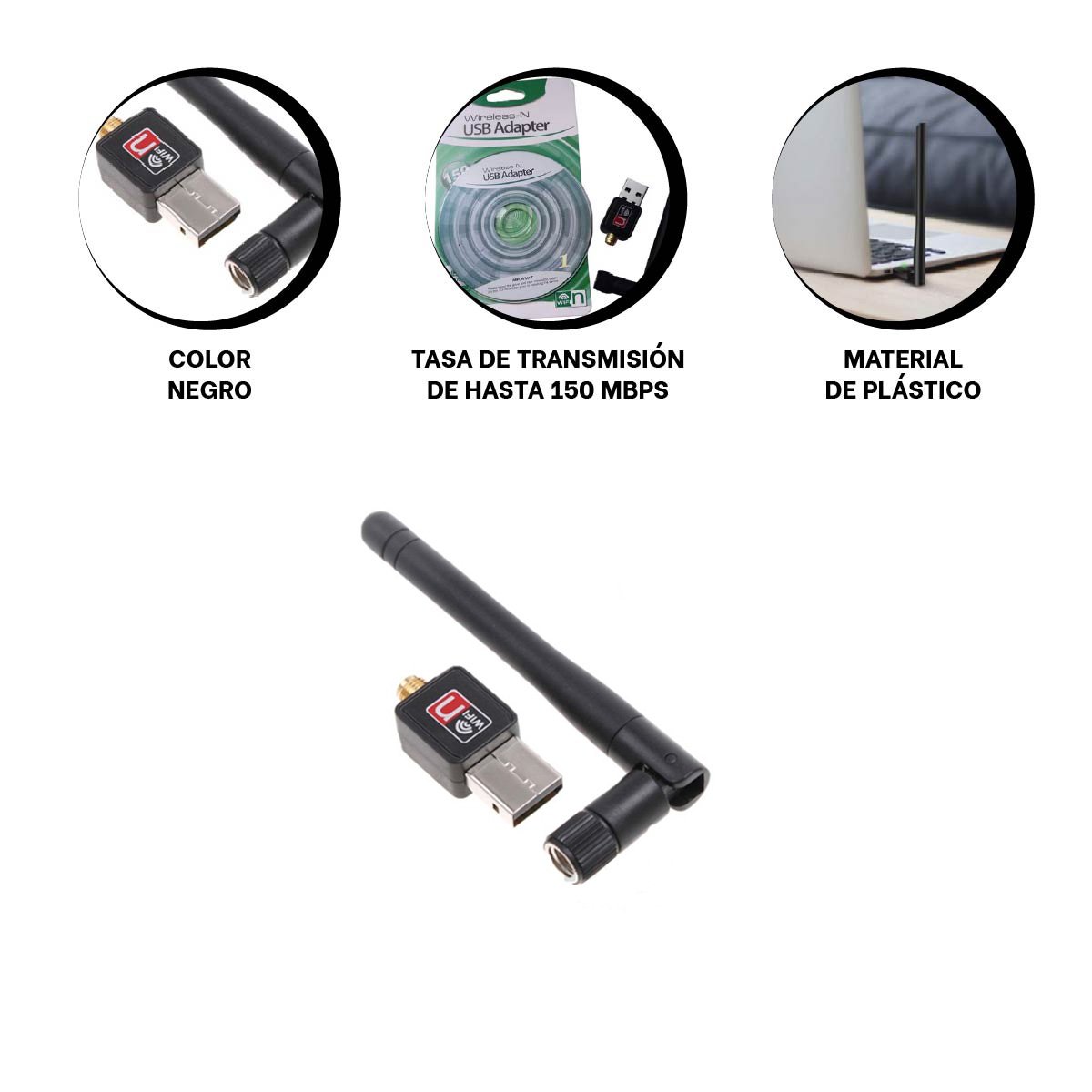 RECEPTOR INALAMBRICO USB MODERNO PARA CONEXION ESTABLE Y SENAL SEGURA NEGRO Y+POST IT - 4
