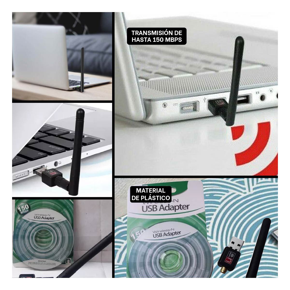 RECEPTOR INALAMBRICO USB MODERNO PARA CONEXION ESTABLE Y SENAL SEGURA NEGRO Y+POST IT - 5