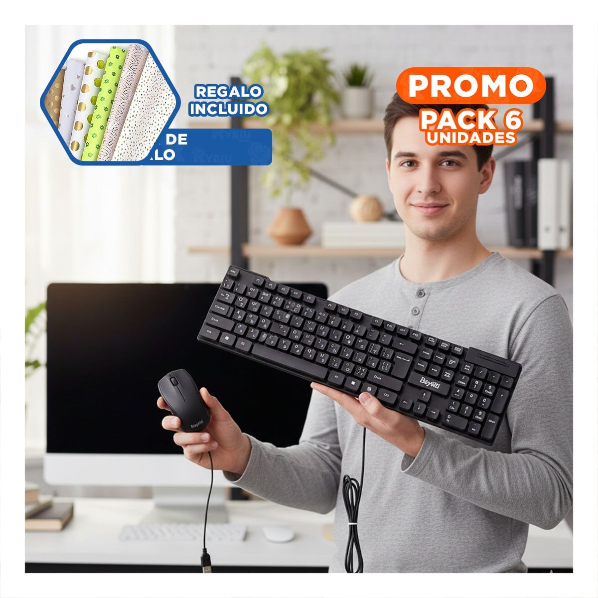 PACK6 CONTROLADOR COLOR NEGRO CON FUNCIONES AVANZADAS Y TECLAS SENSIBLES Y+PAPEL REGALO - 1
