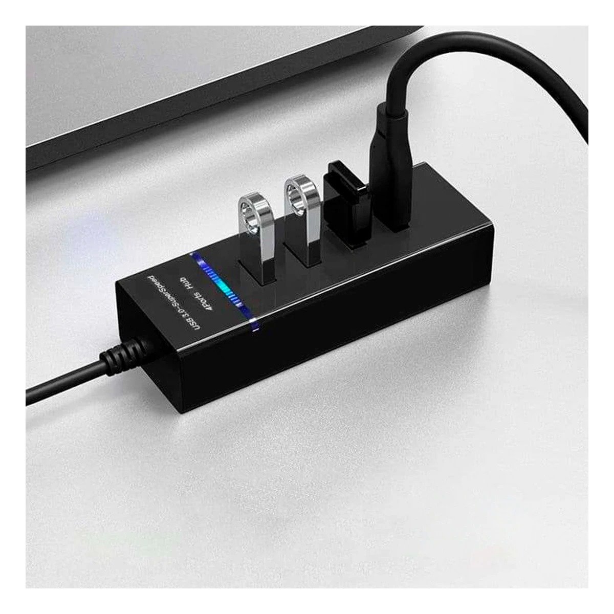 PACK12 CONECTOR NEGRO 4 ENTRADAS HUB 303 COMPATIBLE CON PC Y ACCESORIOS Y+PAPEL REGALO - 5