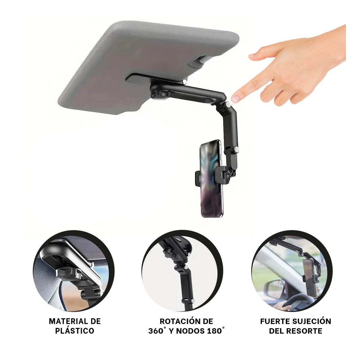 PACK6 PORTA CELULAR PARA AUTO COLOR NEGRO CON CLIP AJUSTABLE Y INSTALACION FACIL Y+PAPEL REGALO - 4