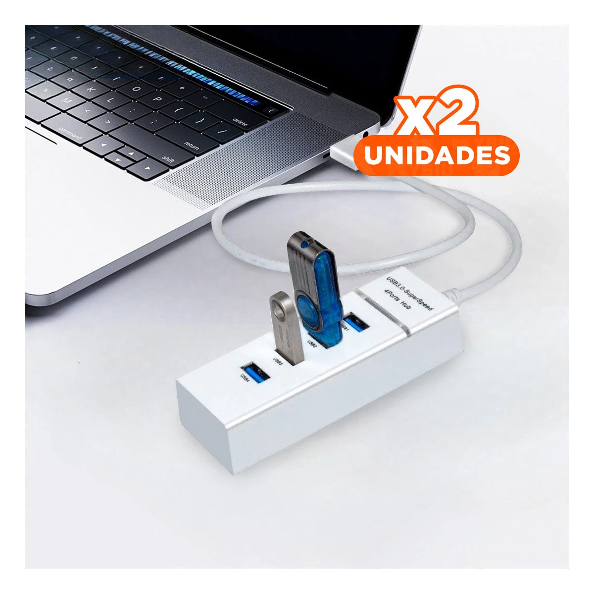 PACK4 CONECTOR HUB 303 BLANCO 4 ENTRADAS PARA LAPTOP Y PC Y+REGALO STICKER - 1