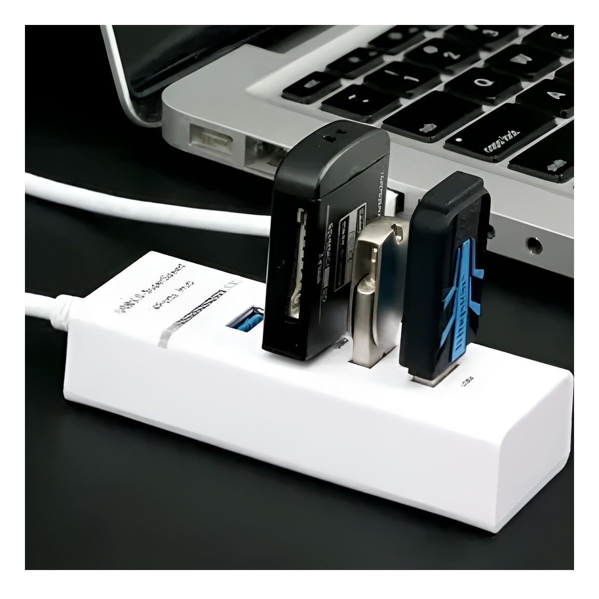 PACK4 CONECTOR HUB 303 BLANCO 4 ENTRADAS PARA LAPTOP Y PC Y+REGALO STICKER - 2