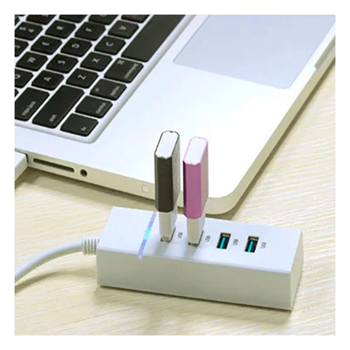 PACK4 CONECTOR HUB 303 BLANCO 4 ENTRADAS PARA LAPTOP Y PC Y+REGALO STICKER - 3