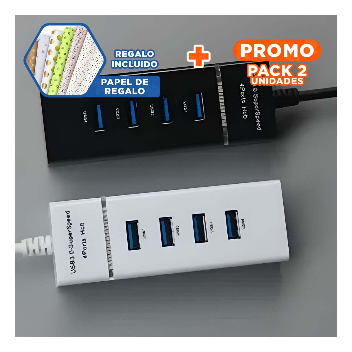 PACK4 EXTENSOR HUB 303 4 ENTRADAS COLOR BLANCO CON CONEXION SEGURA - 1