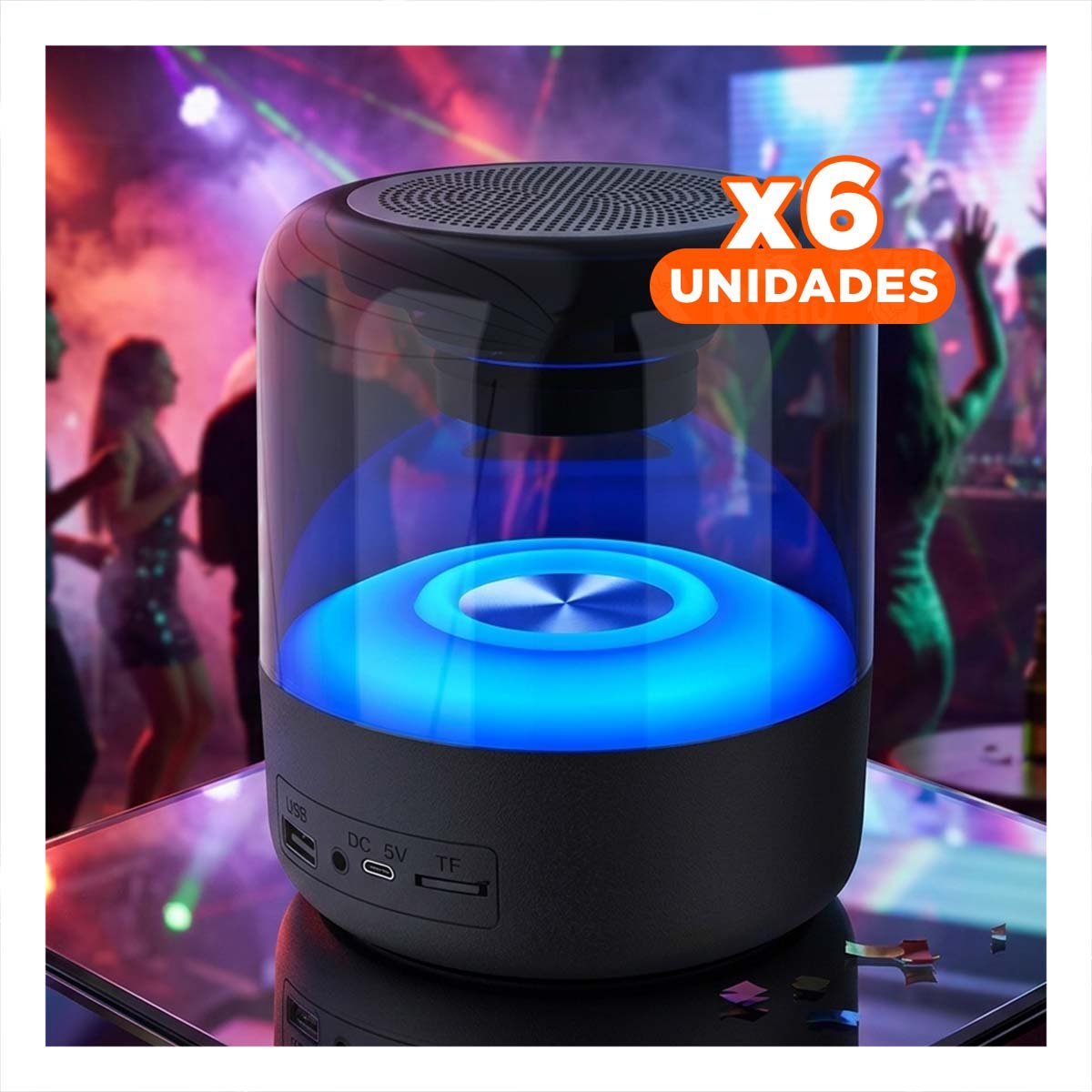 PACK6 BOCINA WIRELESS PORTATIL CON FUNCION RELAX Y TONOS AMBIENTALES Y+REGALO STICKER - 1