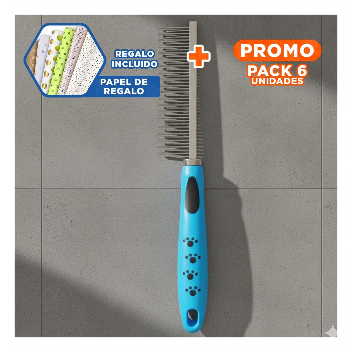PACK6 INSTRUMENTO DE METAL DOBLE DIENTE FACIL DE USAR 37,7X50X21CM CELESTE Y+PAPEL REGALO - 1