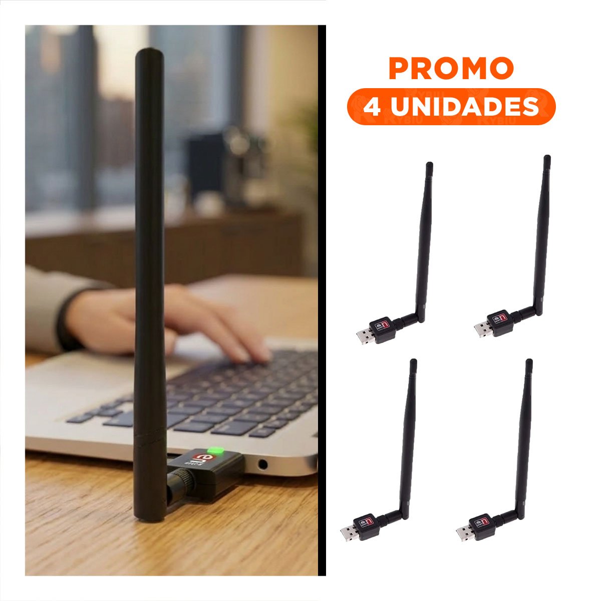 PACK4 CONECTOR USB WIFI DURABLE PARA SENAL ESTABLE Y RAPIDA COLOR NEGRO Y+REGALO STICKER - 1