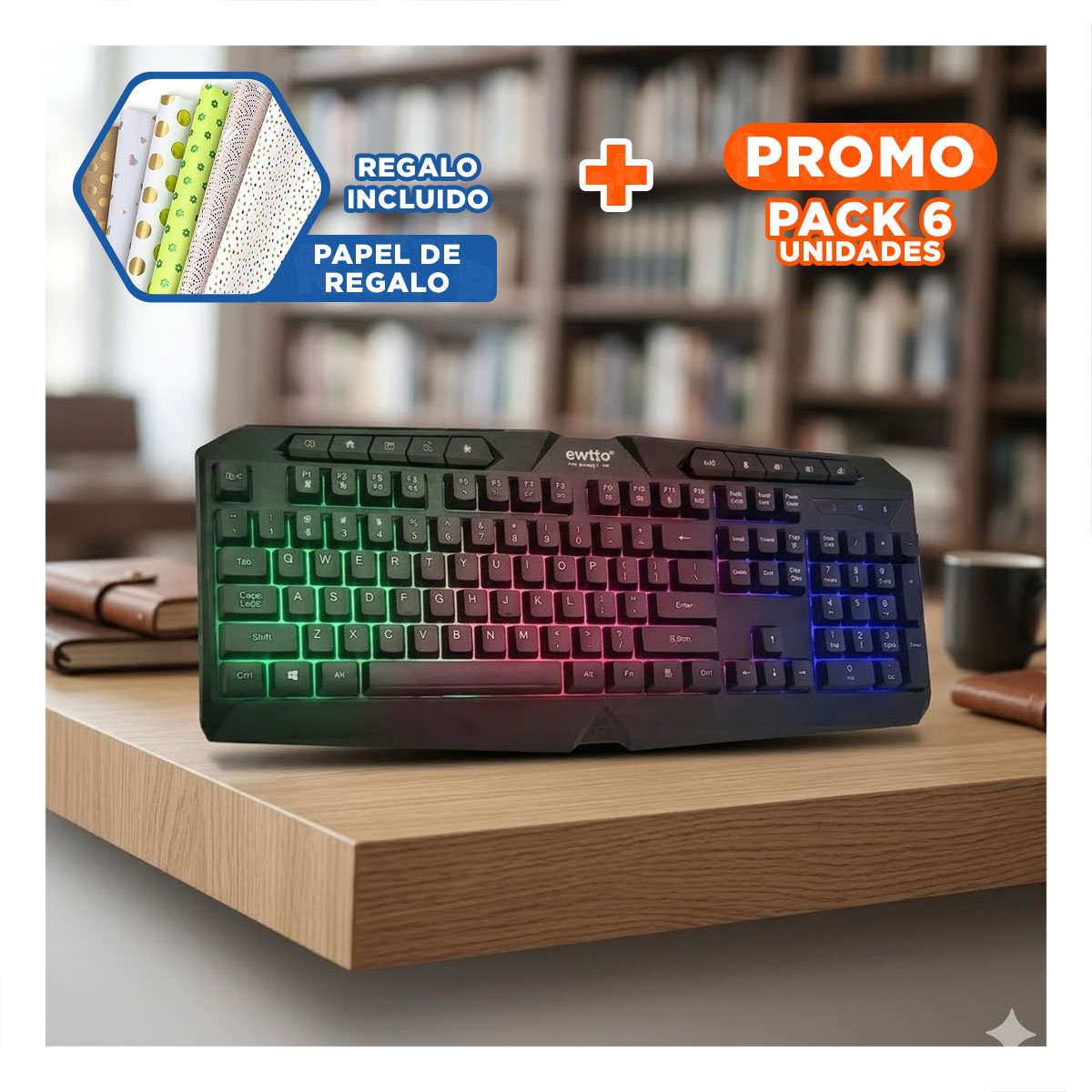 PACK4 TECLADO CON FUNCIONES AVANZADAS Y TECLAS RAPIDAS NEGRO - 1