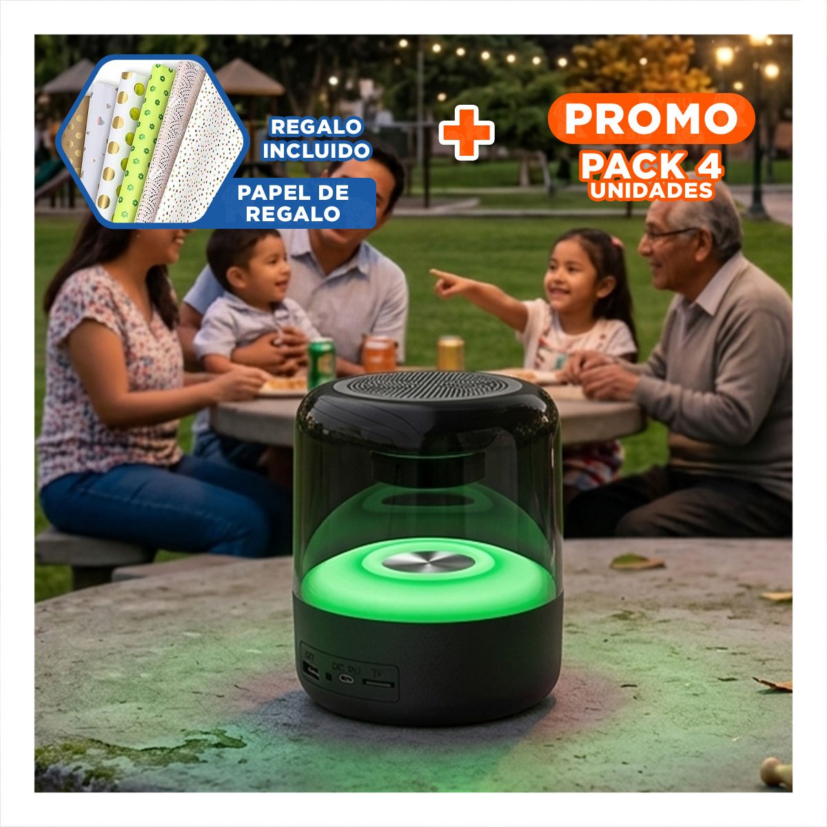 PACK6 PARLANTE WIRELESS COMPACTO CON EFECTO RELAJANTE Y TONOS SUAVES - 1