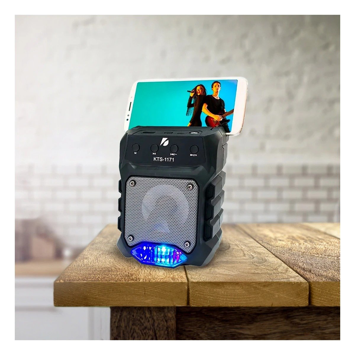 PACK12 PARLANTE PEQUENO INALAMBRICO BLUETOOTH NEGRO CON EFECTO AMBIENTAL - 3