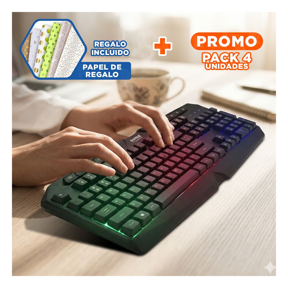 PACK2 CONTROLADOR GAMER CON DISENO MODERNO Y TECLAS SENSIBLES COLOR NEGRO - 1