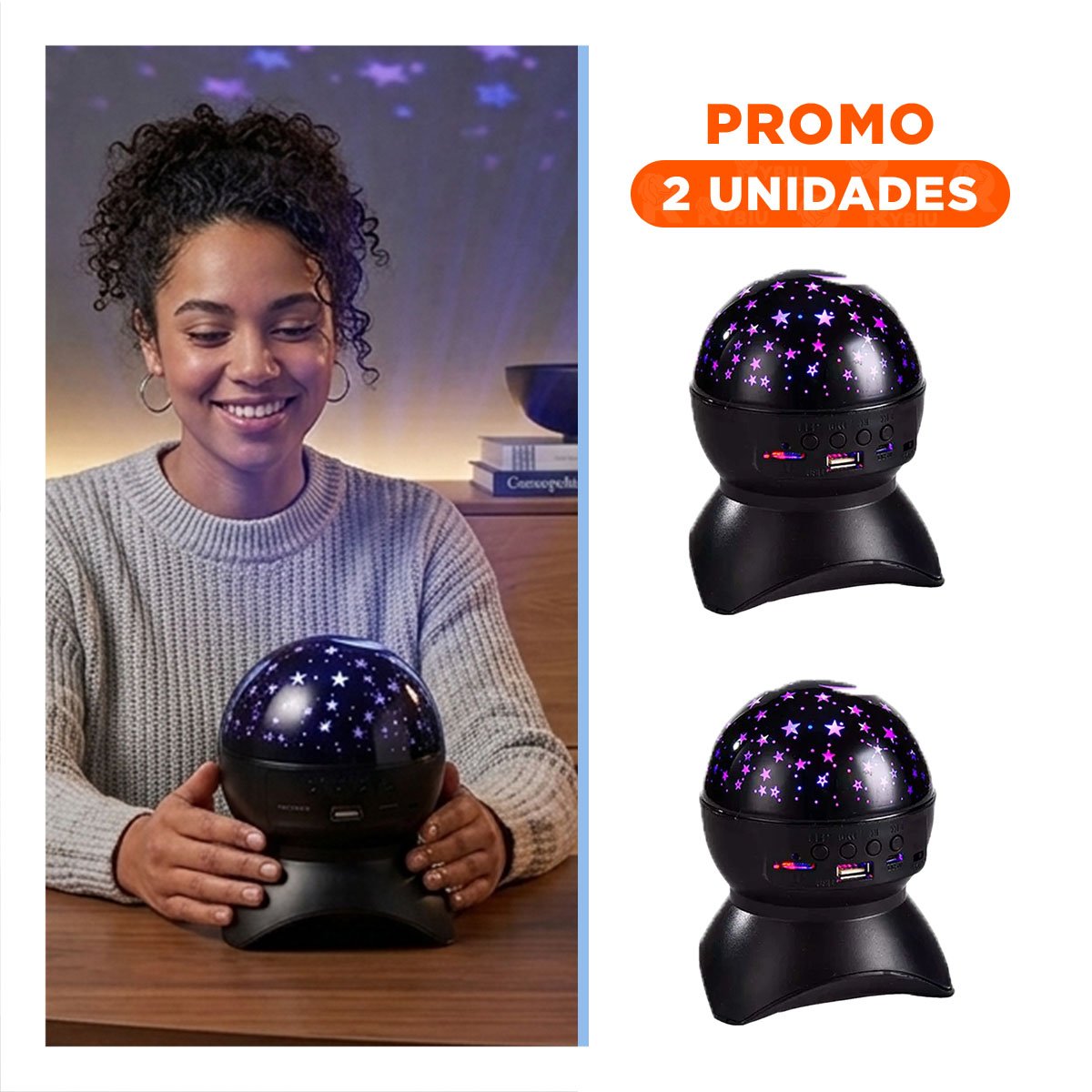 PACK2 ALTAVOZ CON BASE ESTABLE Y LAMPARA COLOR NEGRO PARA HOGAR - 1