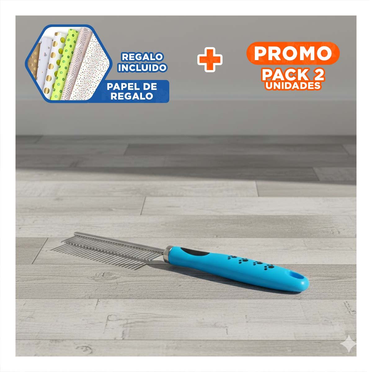 PACK2 LIMPIADOR DE PELO METAL RESISTENTE Y FACIL DE USAR 37,7X50X21CM CELESTE Y+PAPEL REGALO - 1