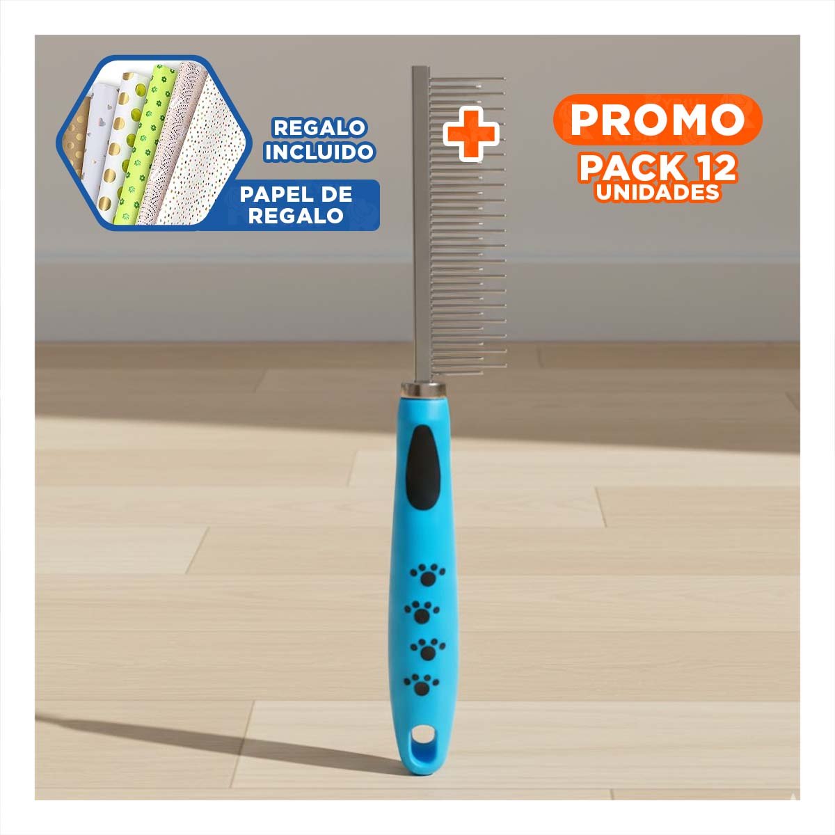PACK12 APLICADOR DE PELO METAL DOBLE DIENTE FACIL DE USAR 37,7X50X21CM CELESTE Y+PAPEL REGALO - 1