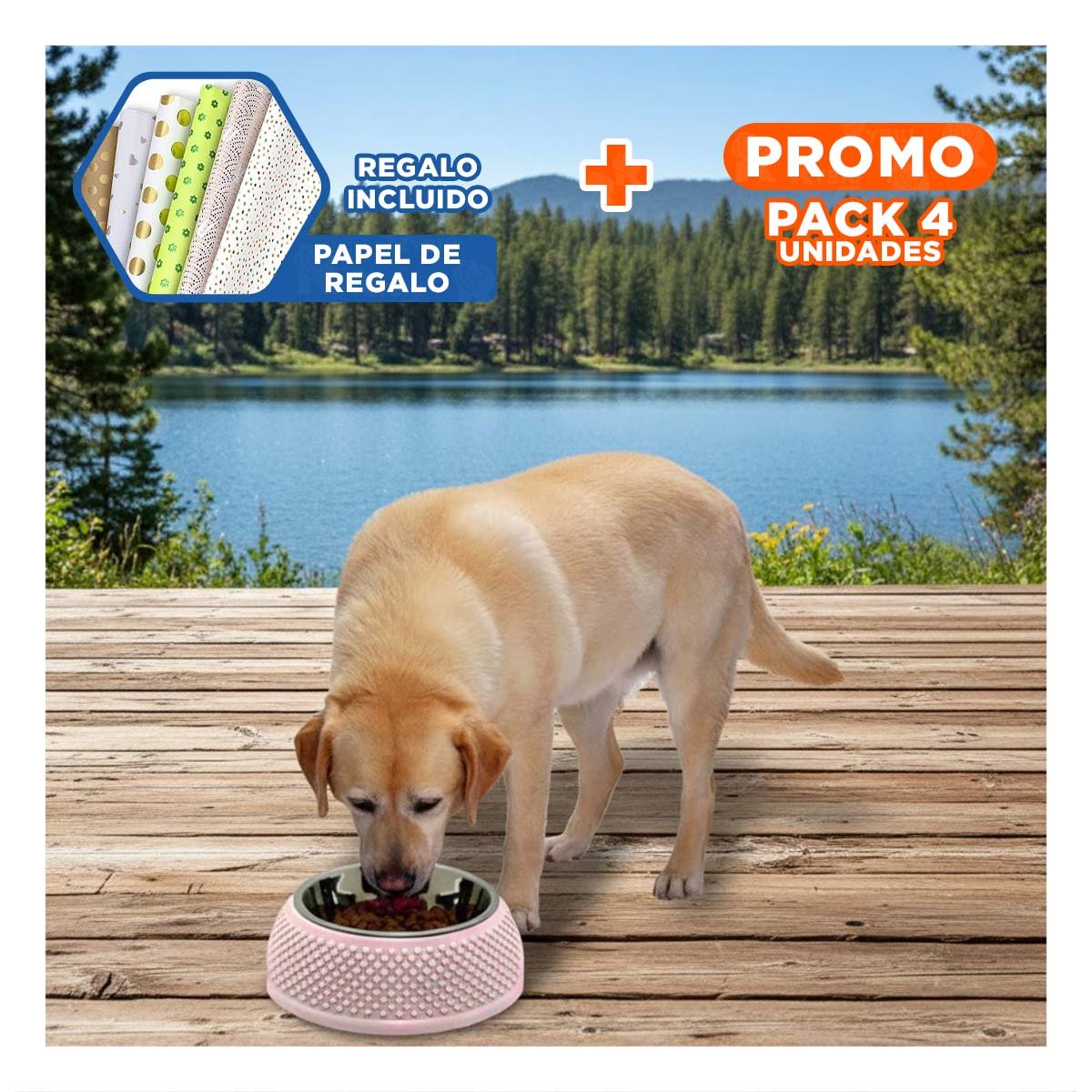PACK4 PLATO ROSADO PASTEL DESMONTABLE DE ACERO CON CORAZONES EN RELIEVE COMODO Y+PAPEL REGALO - 1