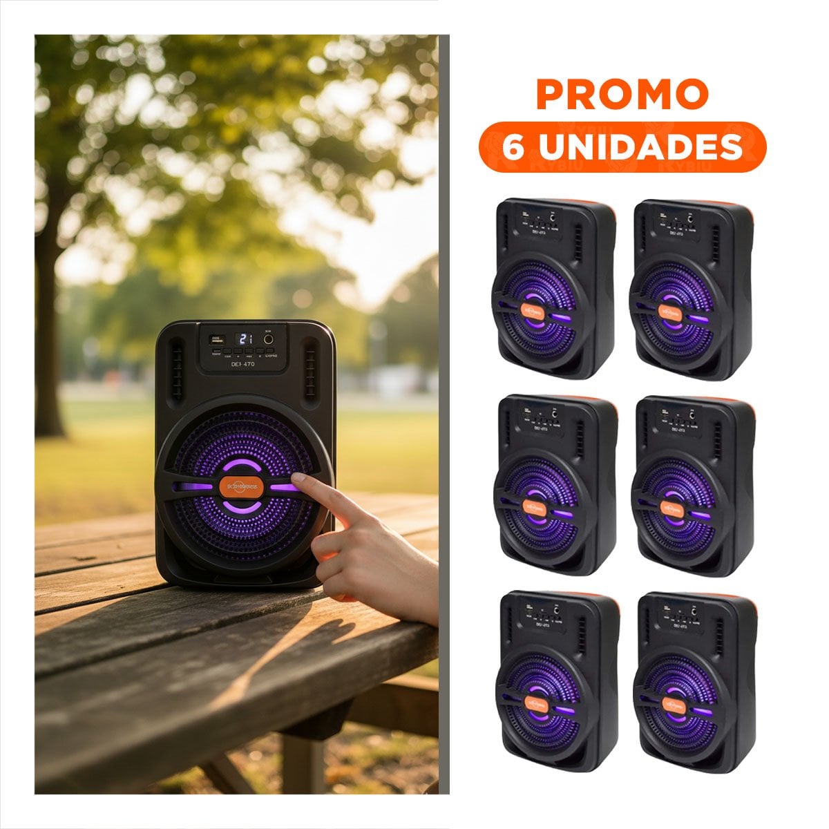 PACK4 BOCINA PORTATIL COLOR NEGRO CON AUDIO ESTEREO Y BATERIA PARA SALA Y+REGALO STICKER - 1