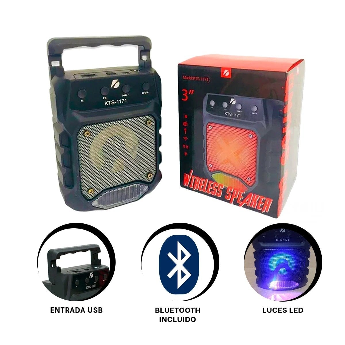 PACK4 PARLANTE PEQUENO INALAMBRICO BLUETOOTH COLOR NEGRO CON FUNCIÓN RELAX - 2