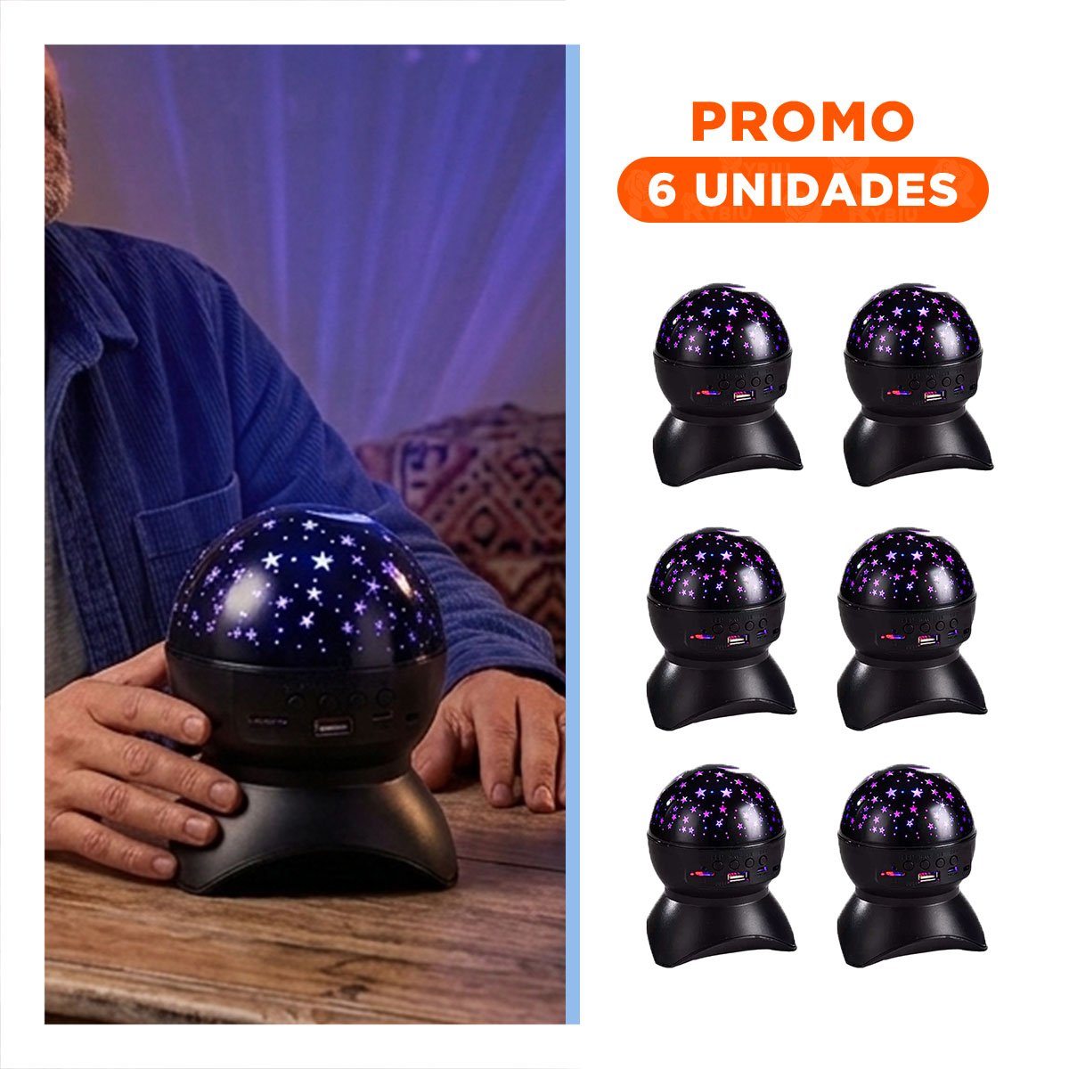 PACK6 PARLANTE NEGRO CON TONOS SUAVES Y LAMPARA PARA SALA - 1