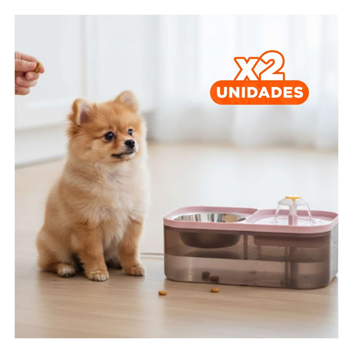 PACK2 UTENSILIO PARA MASCOTAS ROSADO PARA UN AMBIENTE DE GRAN CLASE Y+REGALO STICKER - 1