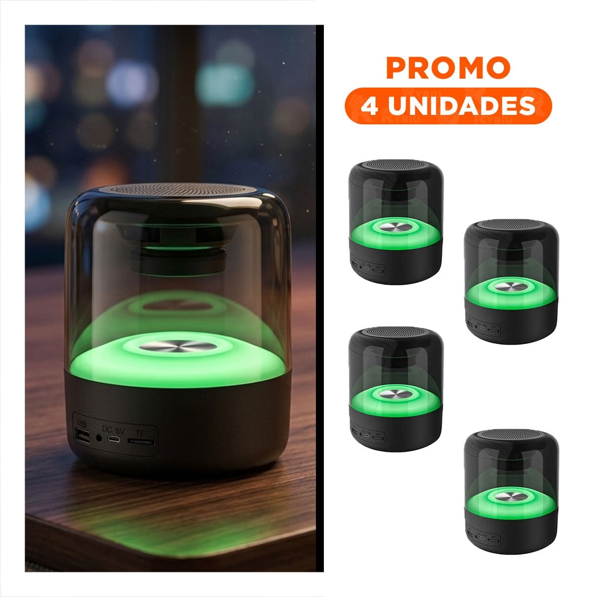 PACK4 ALTAVOZ WIRELESS CON TONOS MULTICOLOR Y CONTROL SENCILLO Y+PAPEL REGALO - 1