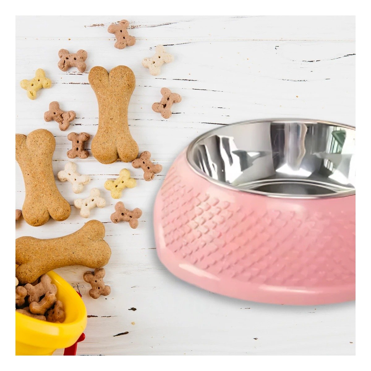 PACK4 RECIPIENTE DE ACERO ROSADO PASTEL CON CORAZONES EN RELIEVE Y+REGALO STICKER - 5