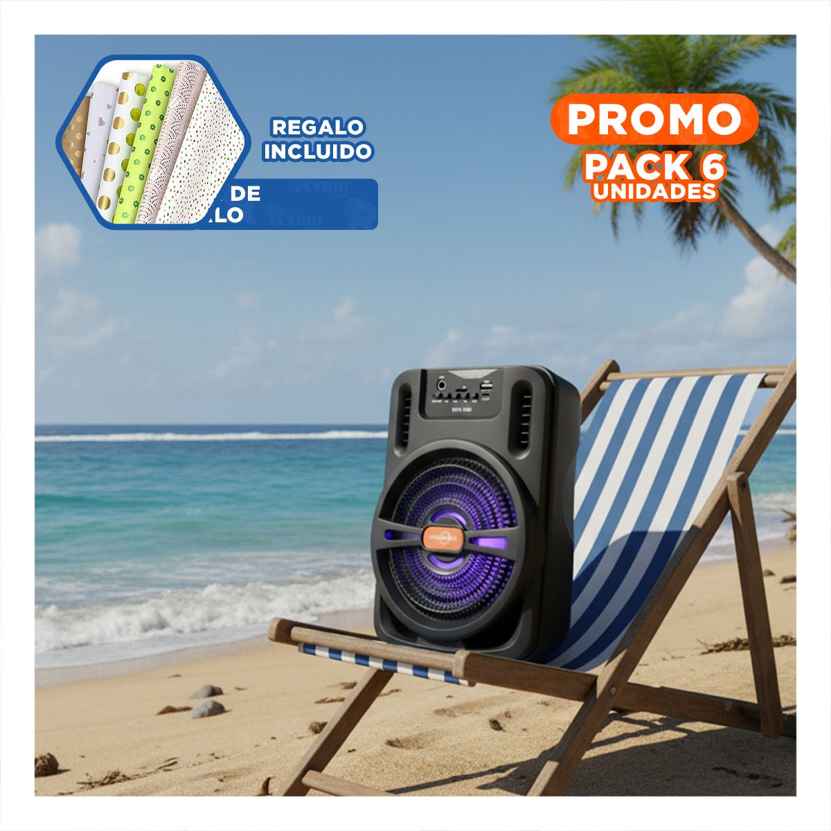 PACK4 ALTAVOZ COMPACTO NEGRO CON DISENO MODERNO Y BLUETOOTH PARA OFICINA Y+PAPEL REGALO - 1