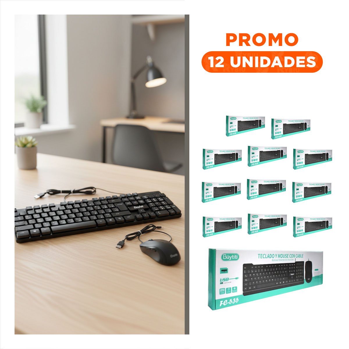 PACK6 TECLADO NEGRO CON TECLAS SUAVES Y ESTILO ELEGANTE - 1