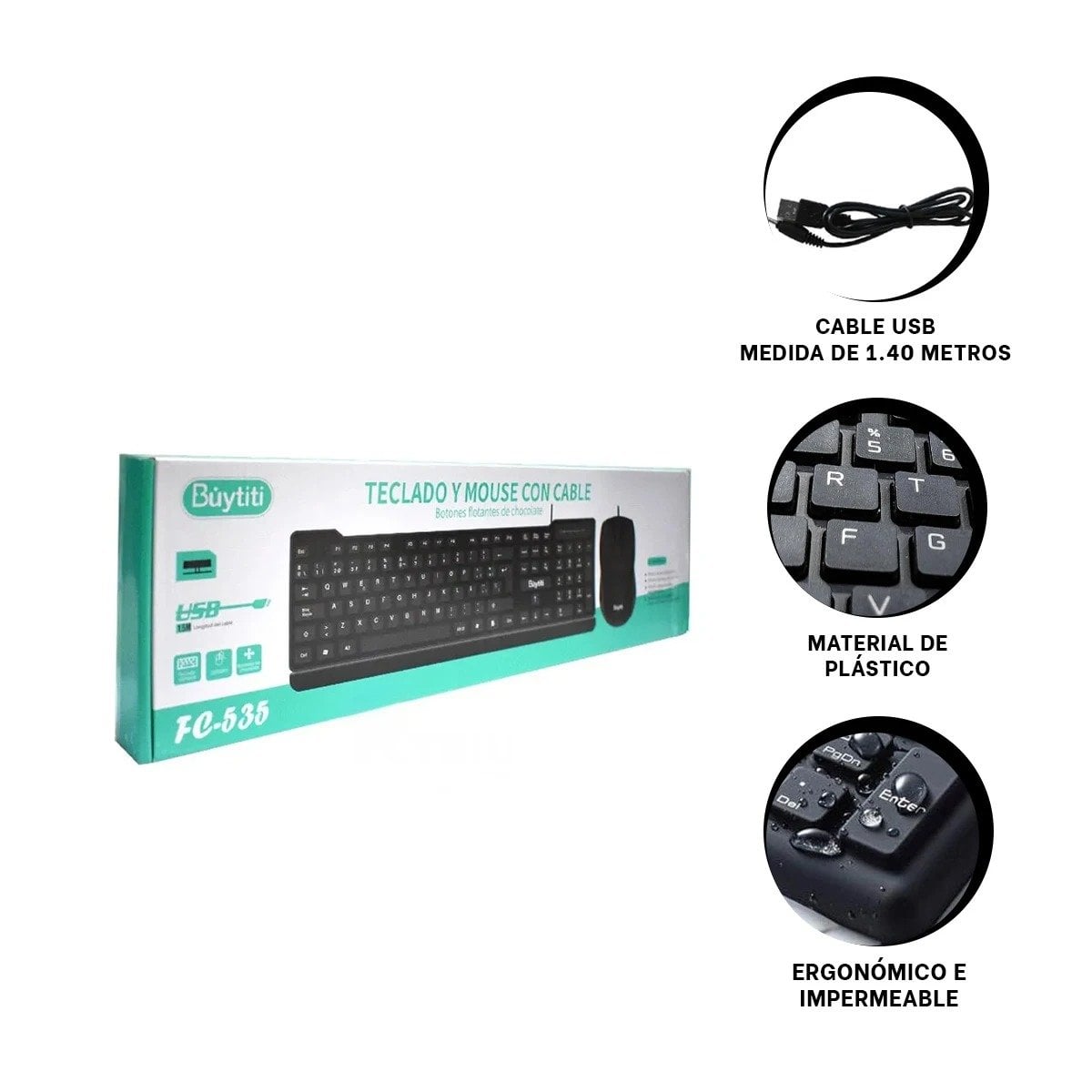 PACK6 TECLADO NEGRO CON TECLAS SUAVES Y ESTILO ELEGANTE - 2