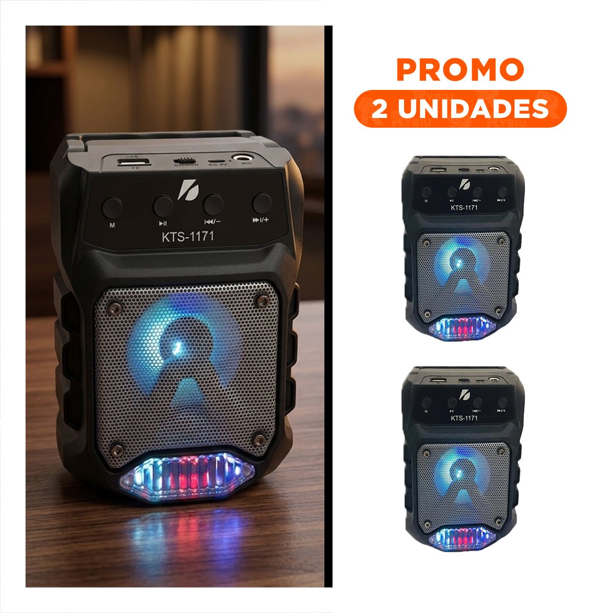 PACK4 BOCINA NEGRO CON DECORACION Y PARLANTE PEQUENO INALAMBRICO BLUETOOTH Y+REGALO STICKER - 1