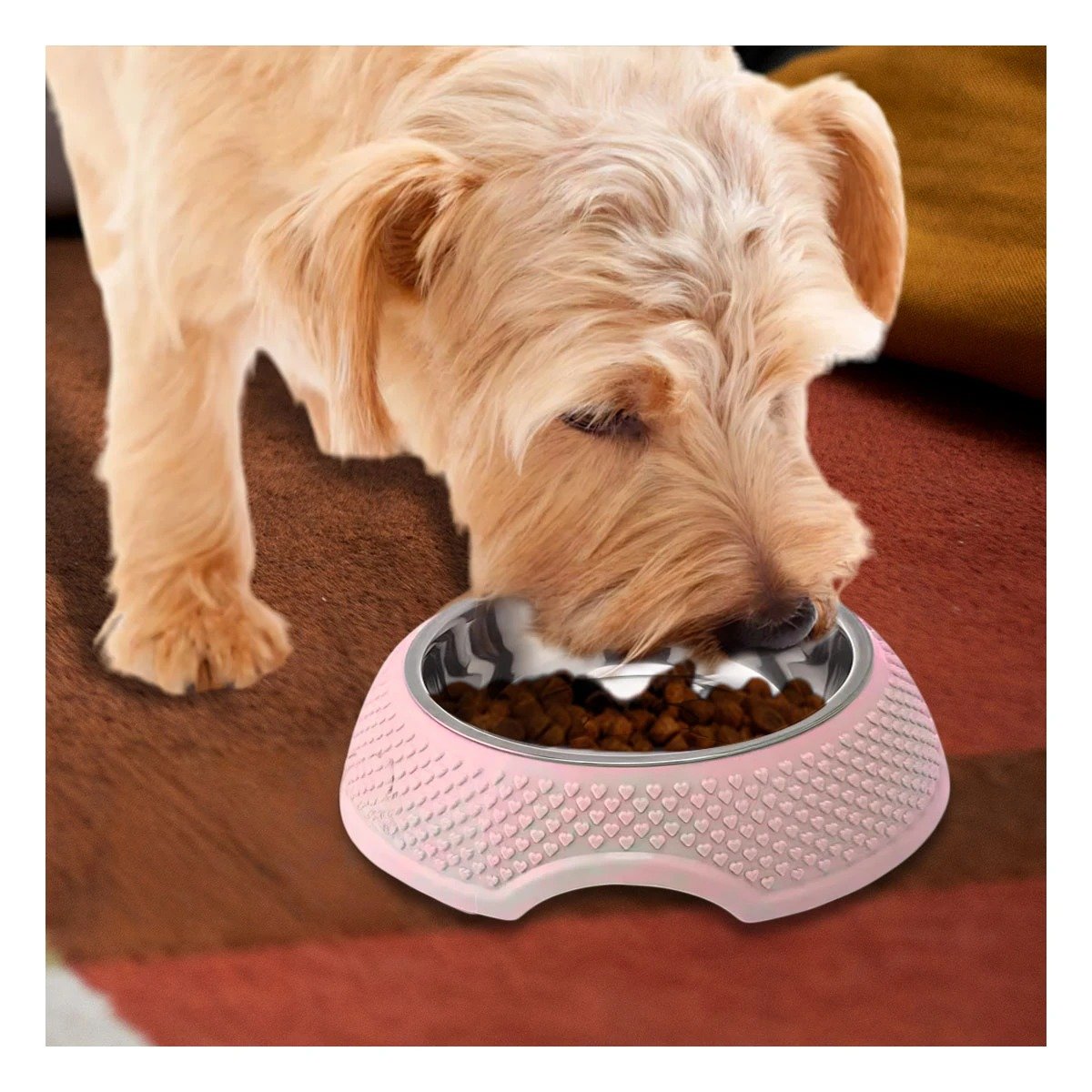PACK2 PLATO DESMONTABLE DE ACERO ROSADO PASTEL CON CORAZONES EN RELIEVE FACIL Y+REGALO STICKER - 5