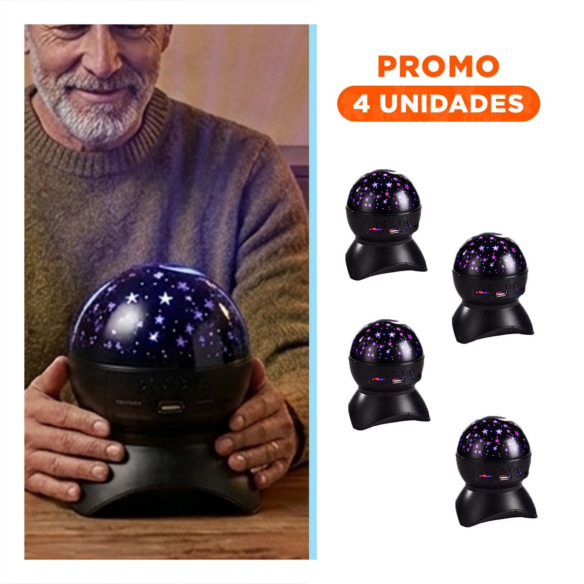 PACK4 BOCINA CON DECORACION ELEGANTE Y LAMPARA NEGRO PARA DORMITORIO Y+REGALO STICKER - 1