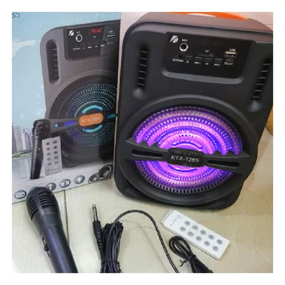 PACK2 BOCINA INALAMBRICA NEGRA CON BLUETOOTH Y LUCES LED PARA REUNIONES Y+PAPEL REGALO - 5