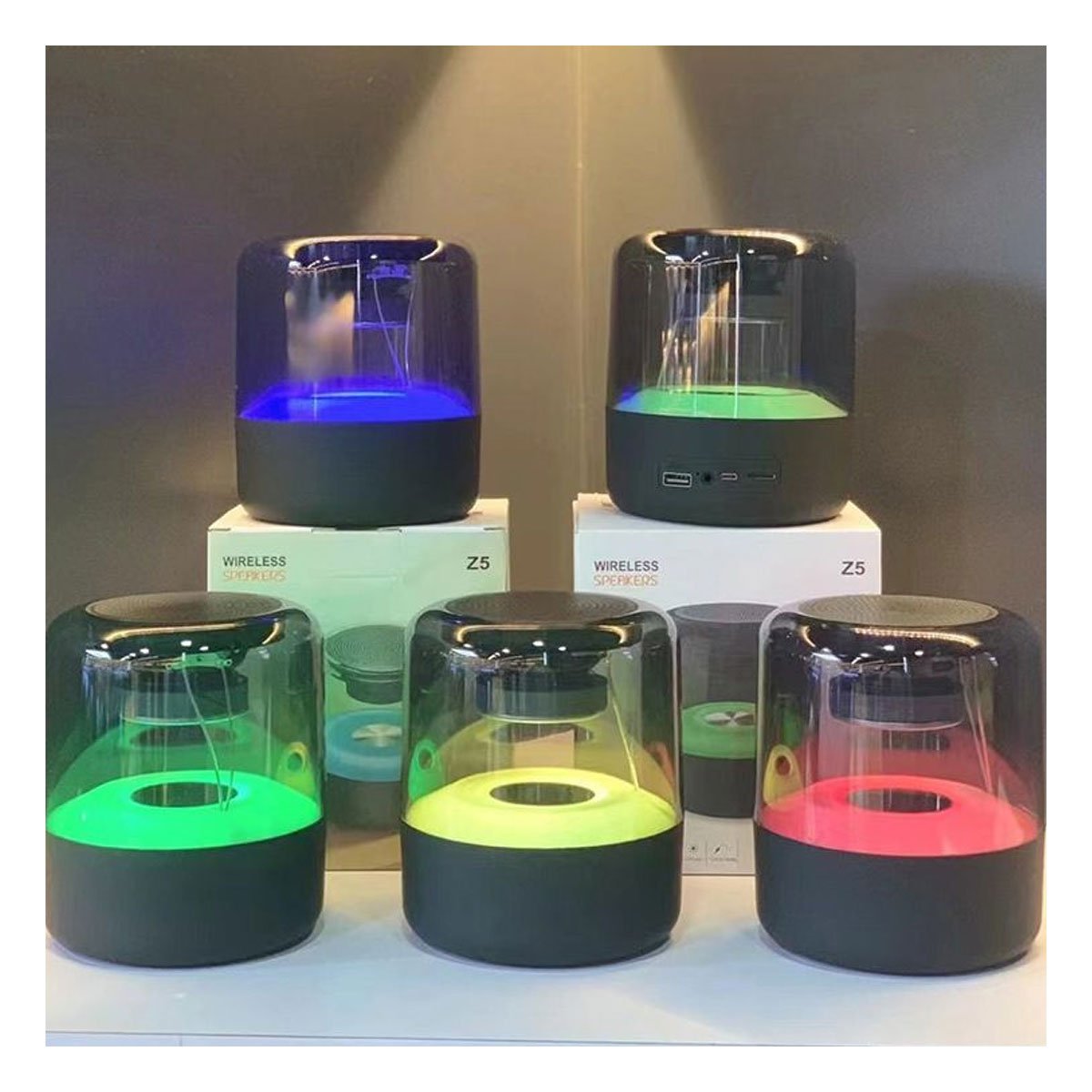 PACK4 PARLANTE WIRELESS CON DECORACION MINIMALISTA Y LUZ AMBIENTAL - 3